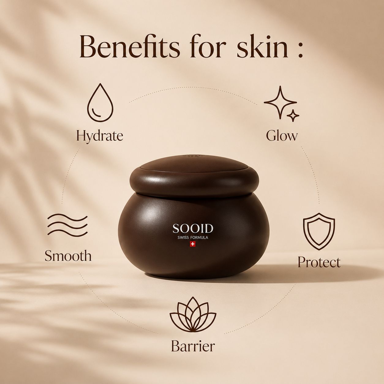 SOOID benefits for skin: hydrate, glow, protect, barrier, smooth